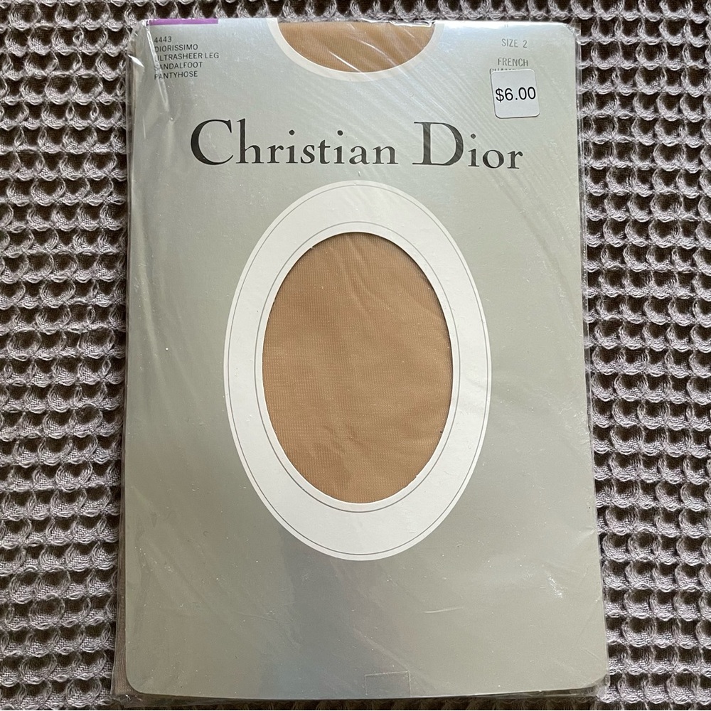 Vintage Dior Sandalfoot ultrasheer pantyhose Sz 2 french champagne